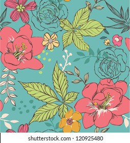 sketch flower saemless pattern background decorative