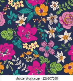 sketch flower seamless pattern background