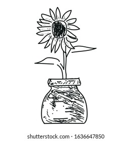 Sketch of a flower in a vase. Spring season - Vector