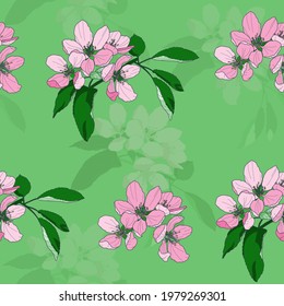 A sketch of a flowering branch. Natural background.