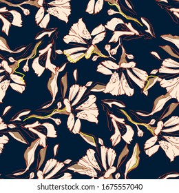 Sketch flowers on a design background for fashionable textile. Beautiful floral pattern graphic nature. Vector illustration print