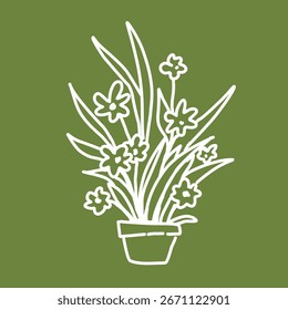 Sketch of flowers on the pot