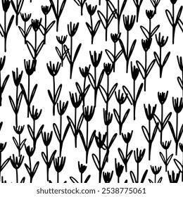 Dibujar flores sin patrón. Fondo de Vector abstracto de garabatos