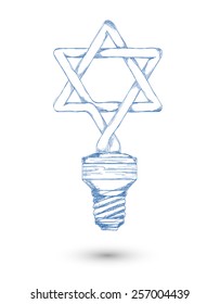 Sketch. Fluorescent lamp in the form of a Star of David