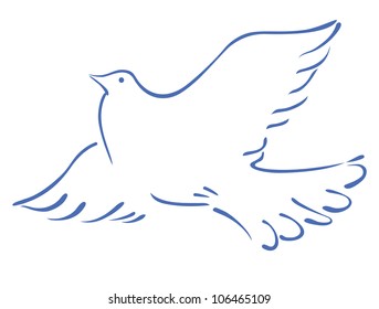 Sketch of a flying dove.