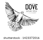 Sketch of a flying dove. Hand drawn illustration converted to vector