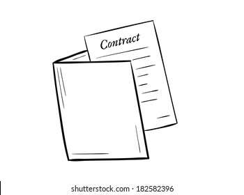 sketch of the folder with contract paper on white background, isolated