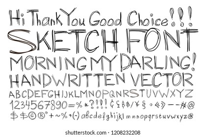 Sketch Font. Alphabet Handwritten, Comic Strip Style.