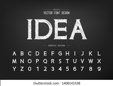 Sketch Font and alphabet vector, Chalk Idea typeface letter and number design, Graphic text on background