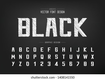 Sketch Font and alphabet vector, Chalk Bold Modern Typeface and letter number Graphic text design