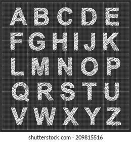 Sketch font alphabet. vector eps10. 
