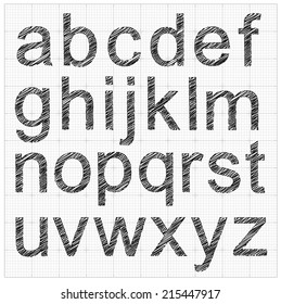 Sketch font alphabet. vector eps10. 