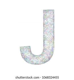 Sketch font design from colored curved lines - letter J