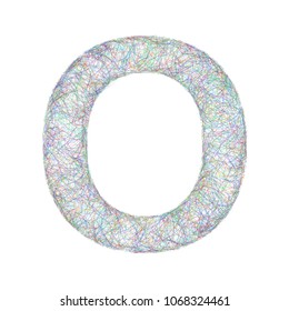 Sketch font design from colored curved lines - letter O