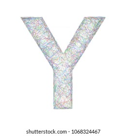 Sketch font design from colored curved lines - letter Y