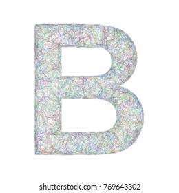 Sketch font design from colored curved lines - letter B