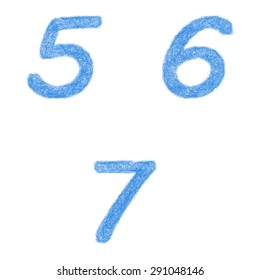Sketch font design set - numbers 5, 6, 7