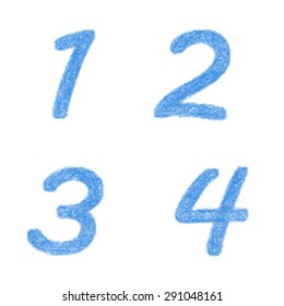 Sketch font design set - numbers 1, 2, 3, 4