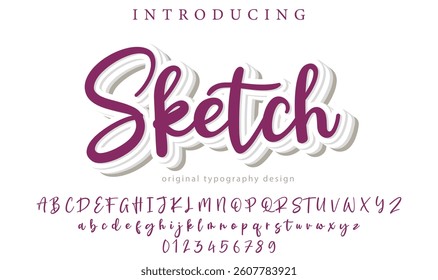 Sketch Font Stylish brush painted an uppercase vector letters, alphabet, typeface