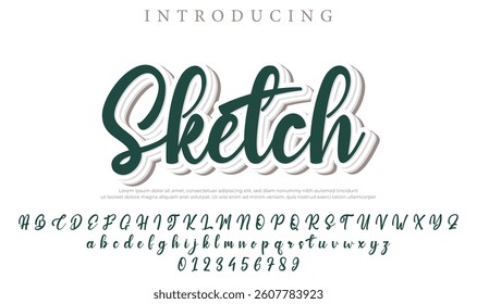 Sketch Font Stylish brush painted an uppercase vector letters, alphabet, typeface