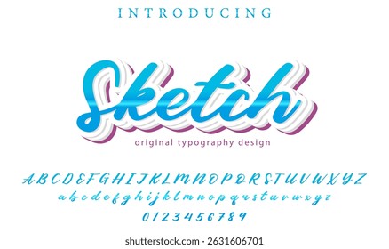 Sketch Font Stylish brush painted an uppercase vector letters, alphabet, typeface