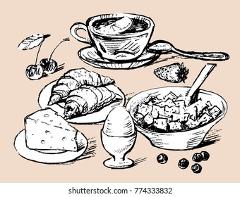 Sketch of food for breakfast