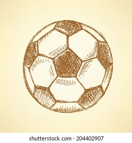 Sketch football ball, vector vintage background eps 10 
