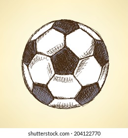 Sketch football balll, vector vintage background eps 10 