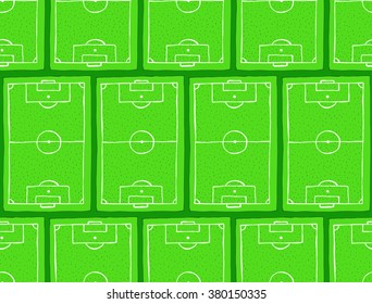 Sketch football field pattern in vintage style, vector