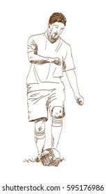 Sketch of Football player in vector illustration.