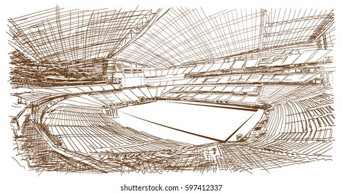 Sketch of football stadium sketch in vector illustration.