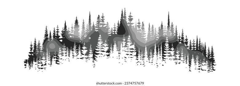 Esbozo de un bosque, aislado en un fondo blanco, diseño vectorial