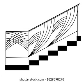 SKETCH of forged metal elements with antique ornaments. Artistic forging belongs to the category of handwork. curl on a white background. fence, stair railings forged.