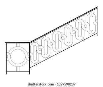 SKETCH of forged metal elements with antique ornaments. Artistic forging belongs to the category of handwork. curl on a white background. fence, stair railings forged.