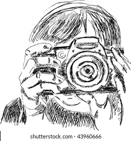 Sketch of fotographer with camera