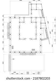 boceto del punto de fundación del edificio de la mezquita