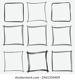 sketch frame border. Simple doodle rectangle pencil frame border shape for text quote template