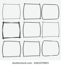 sketch frame border. Simple doodle rectangle pencil frame border shape for text quote template