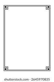 Sketch frame border vector. Art Deco black ornamental decorative frame