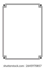 Sketch frame border vector. Art Deco black ornamental decorative frame