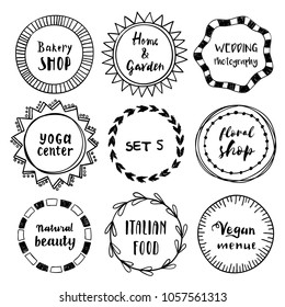 sketch frameStylish set of round frames with examples of the names of your store .Vector frameworks 5