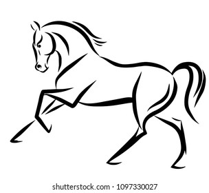 A sketch of a freely cantering horse.