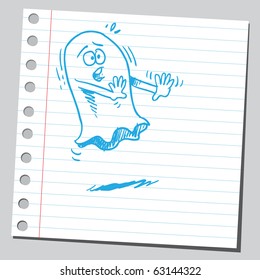 Sketch of a frightened ghost