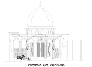 sketch of the front view or elevation of the Muslim mosque