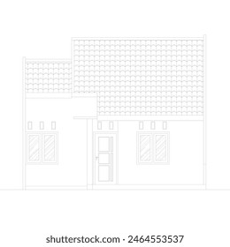 sketch of the front view and elevation of a small and tiny residence