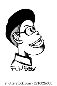 Sketch of Fun boy beside, Hand drawn illustration