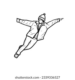 Esbozo Niño gracioso, hombre o hombre haciendo alguna pose graciosa en el vector de fondo blanco ilustración moderna