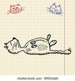 Sketch funny cat, vector illustration, eps10