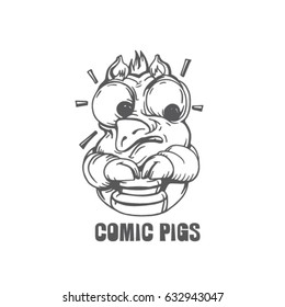 sketch of funny comic pig