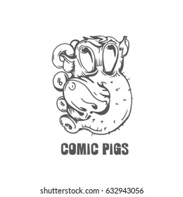 sketch of funny comic pig
